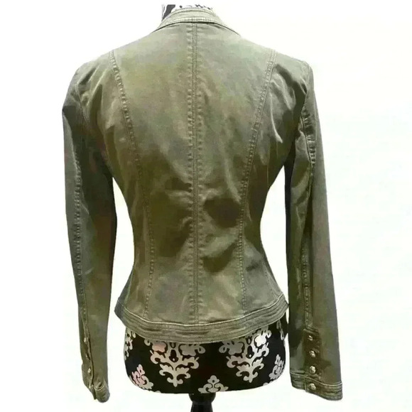 WHBM Gold Button Trim Military Jacket, Forever Olive Size 4 - Picture 5 of 11